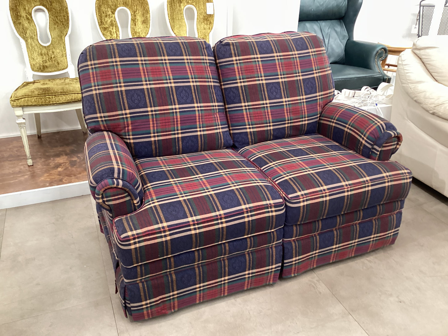 Country Plaid Reclining Loveseat