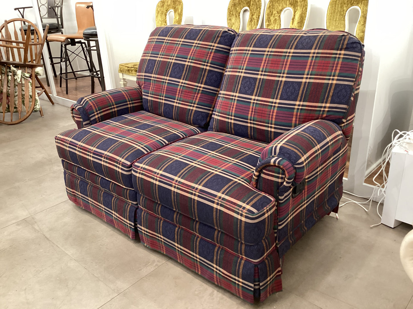 Country Plaid Reclining Loveseat