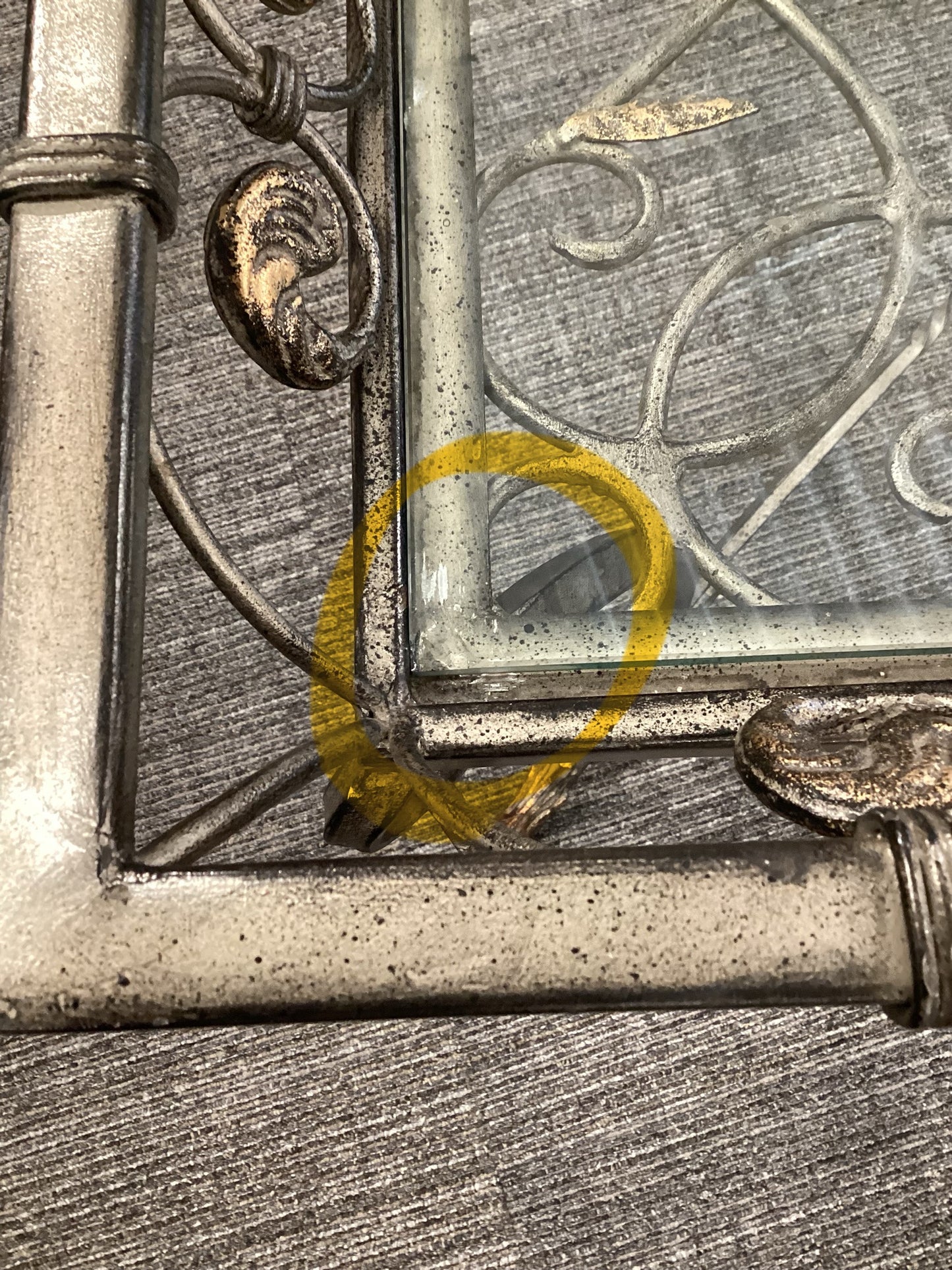 Glass Inlay Iron Patio Table