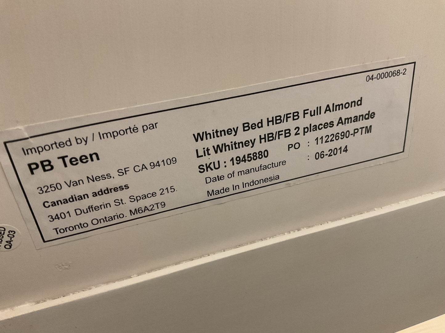 Pottery Barn Teen Whitney Full Bed Frame