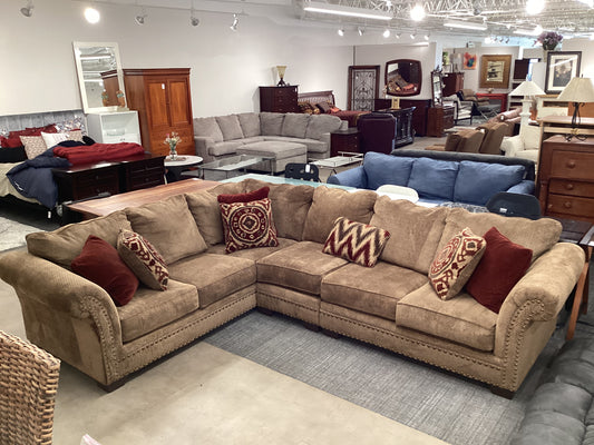 Brown Studded Sectional