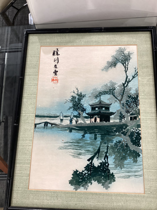 Hand Stitched Lake Picture