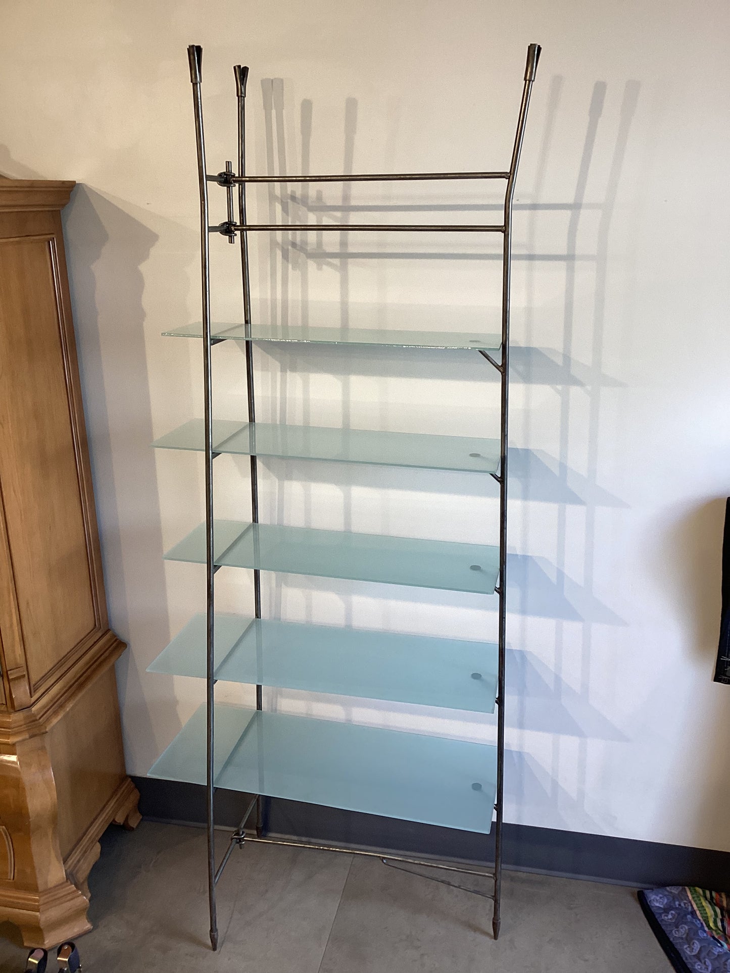 Tall Frosted Glass 4 Tier Shelf