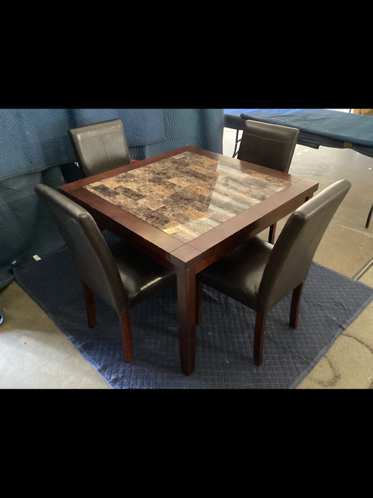 Stone top 4 Chair Dining Set