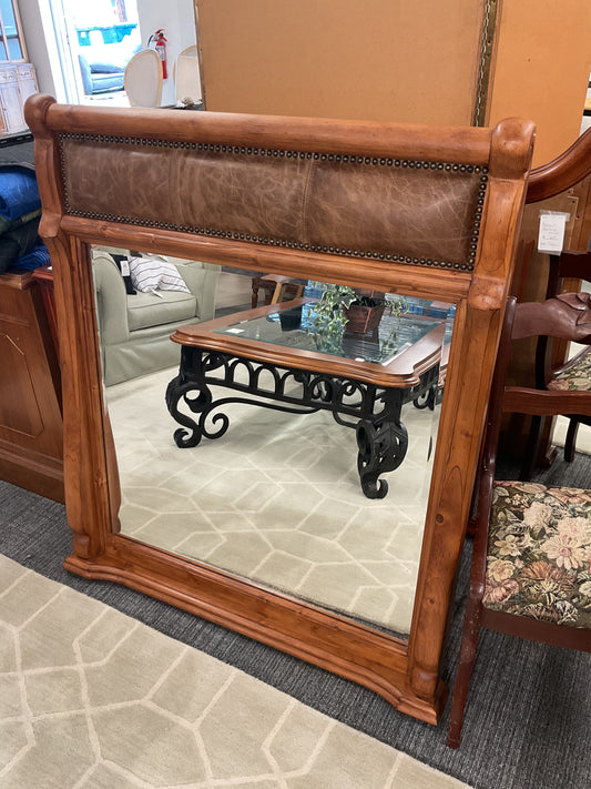 Pine and Leather Mirror