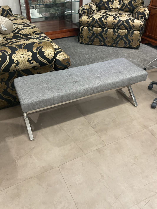 Charcoal Tweed & Metal Bench