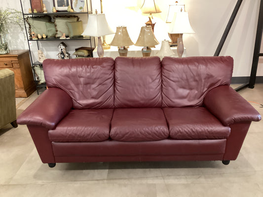 Burgundy Faux Leather Sofa