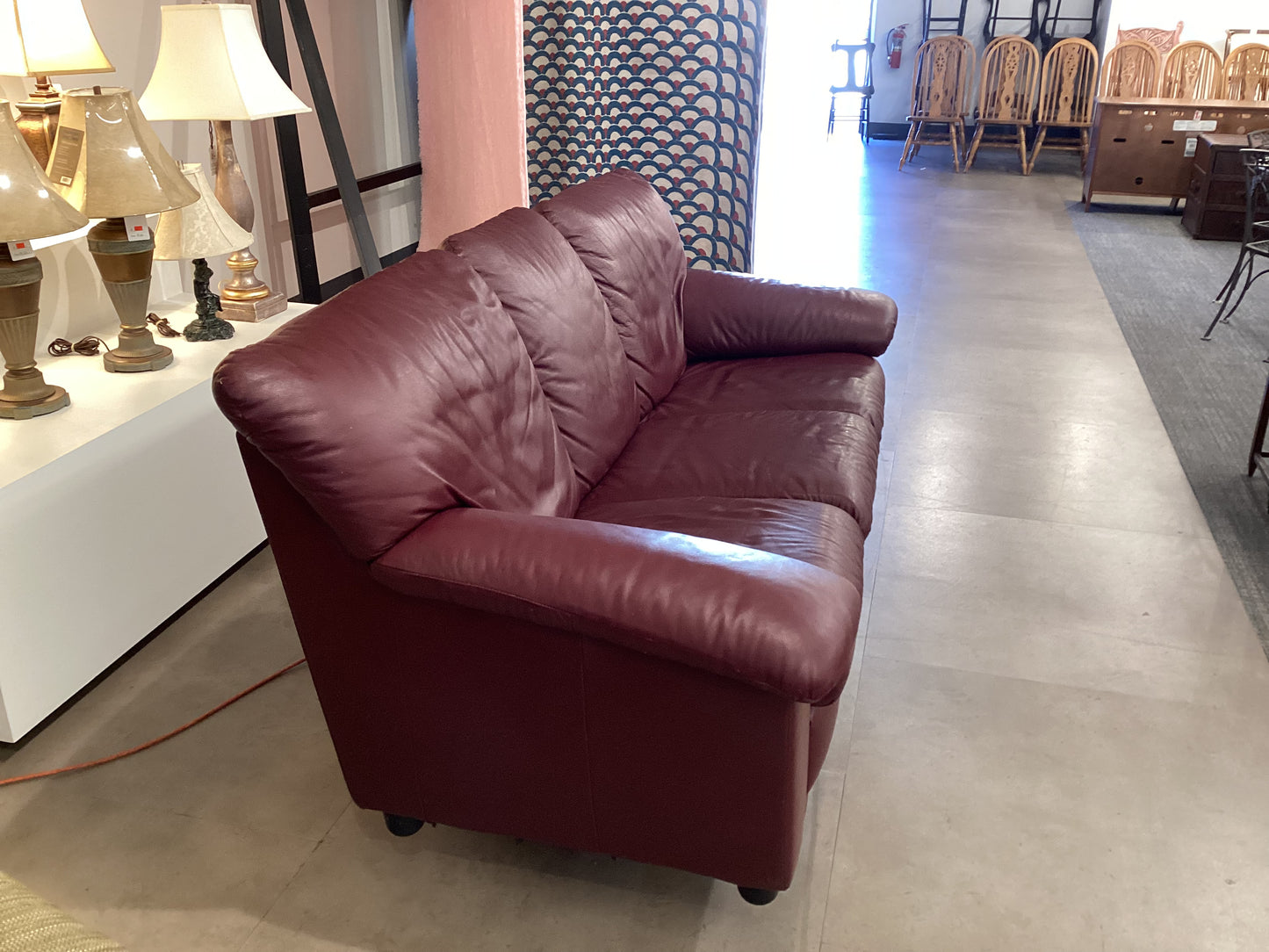 Burgundy Faux Leather Sofa