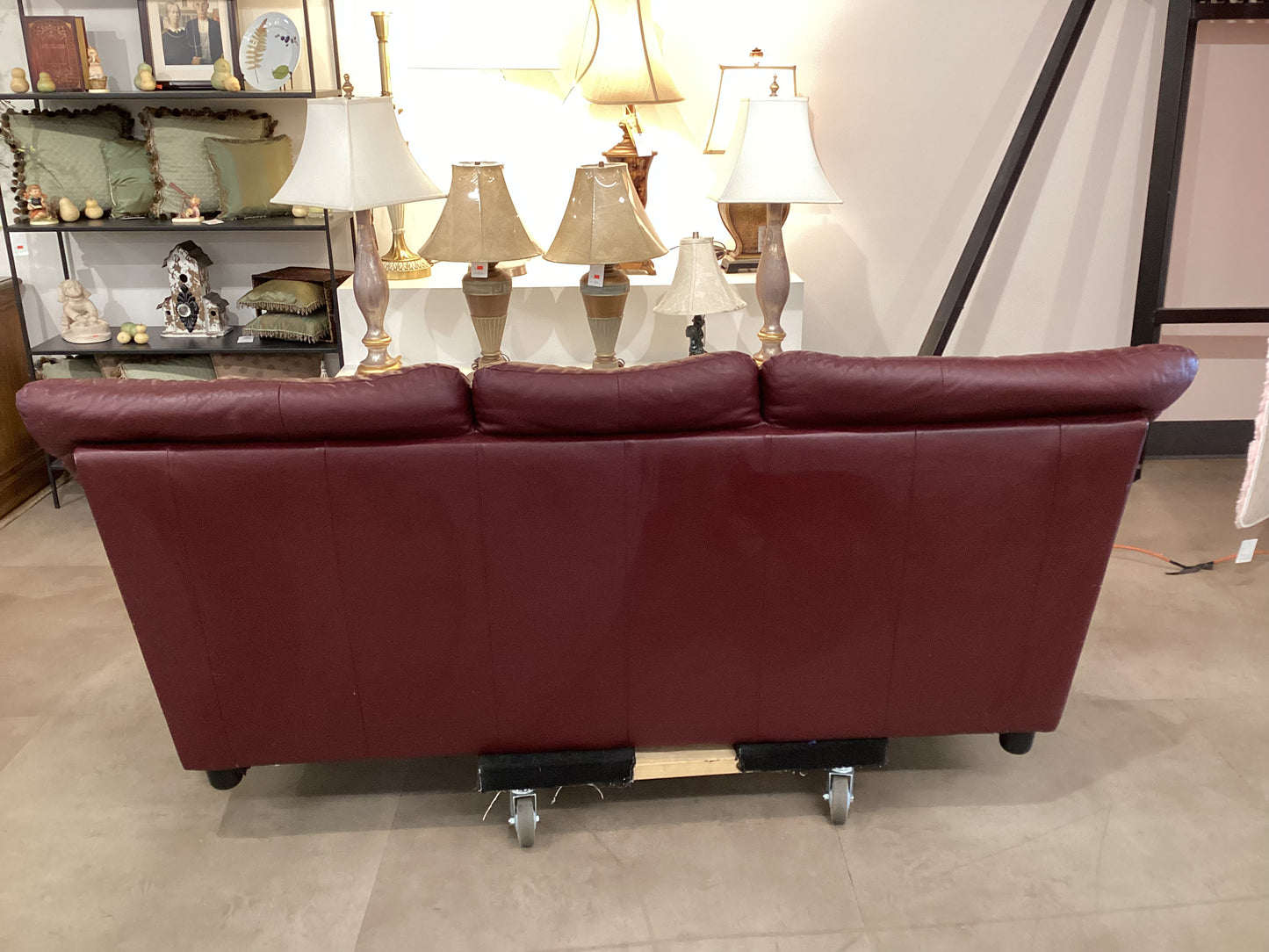 Burgundy Faux Leather Sofa