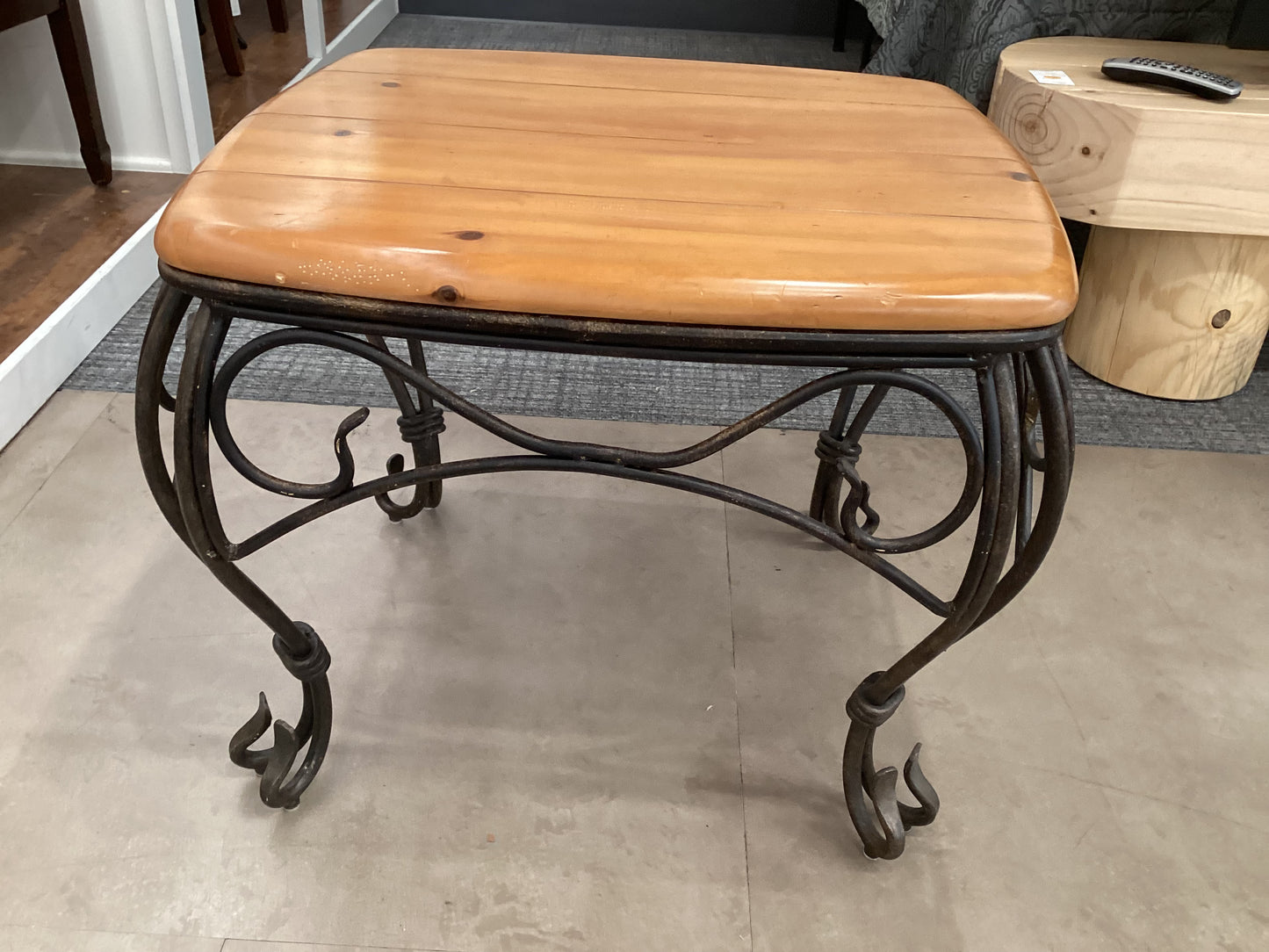 Oak and Iron Accent Table