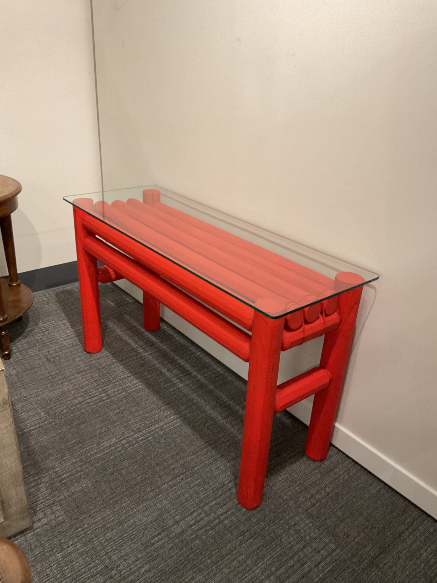 Red Glass Sofa Table