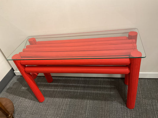 Red Glass Sofa Table