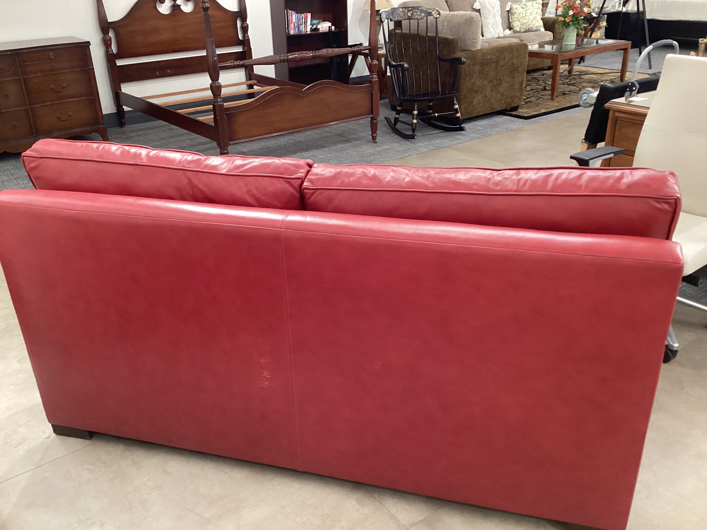 Classic Red Leather Love Seat