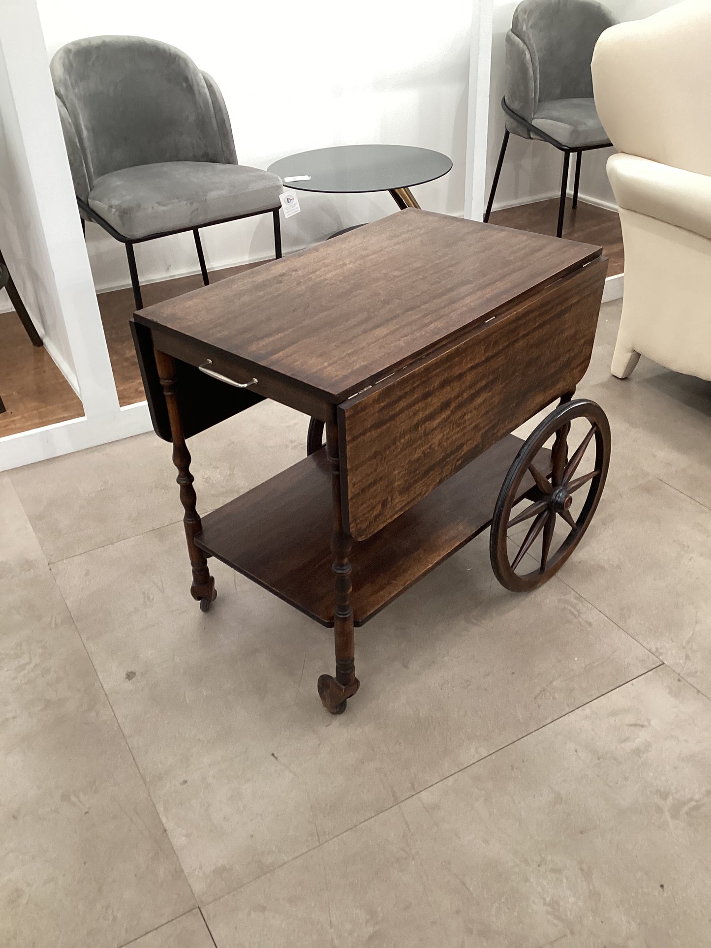 Drop leaf tea cart