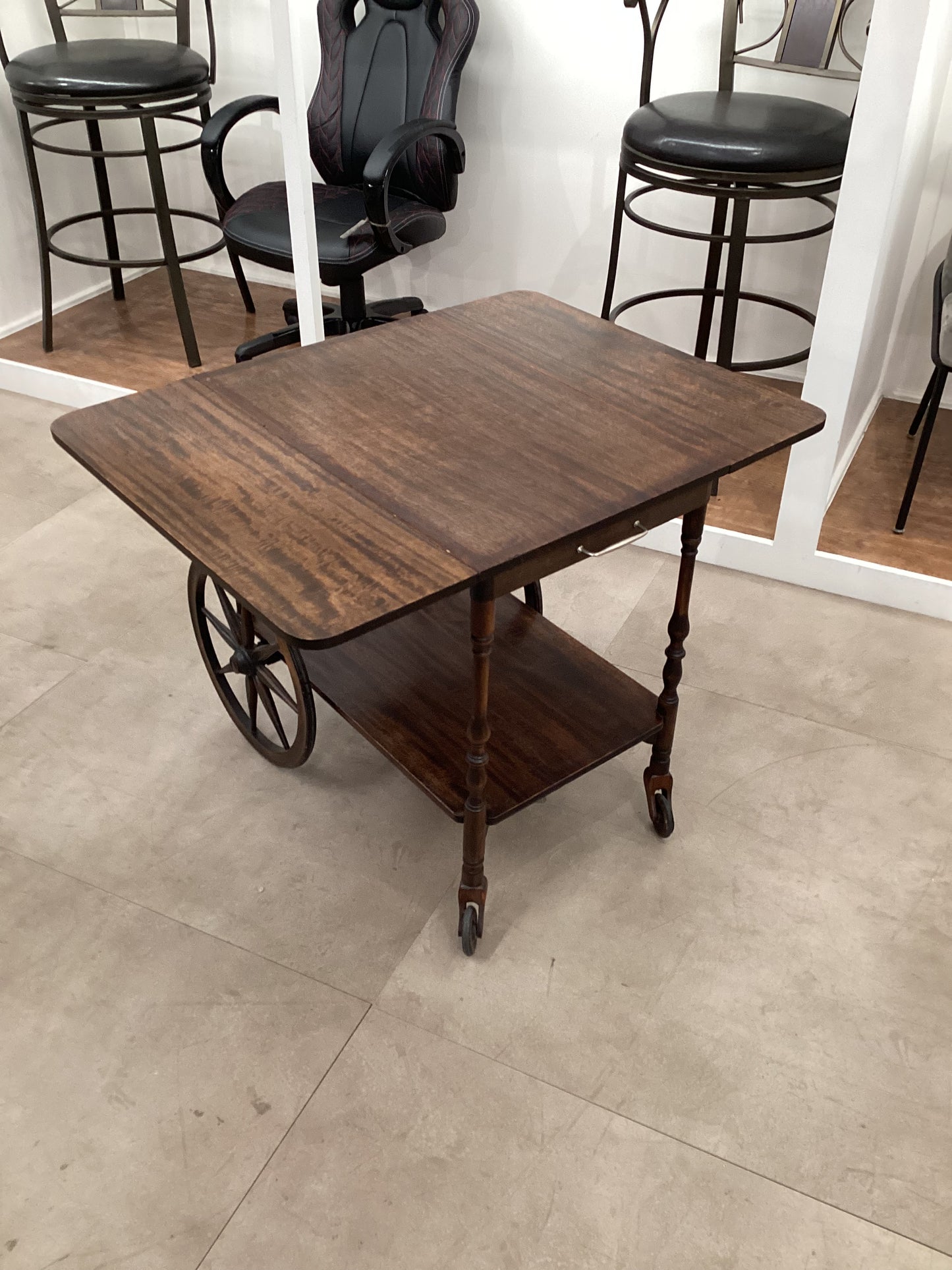 Drop leaf tea cart