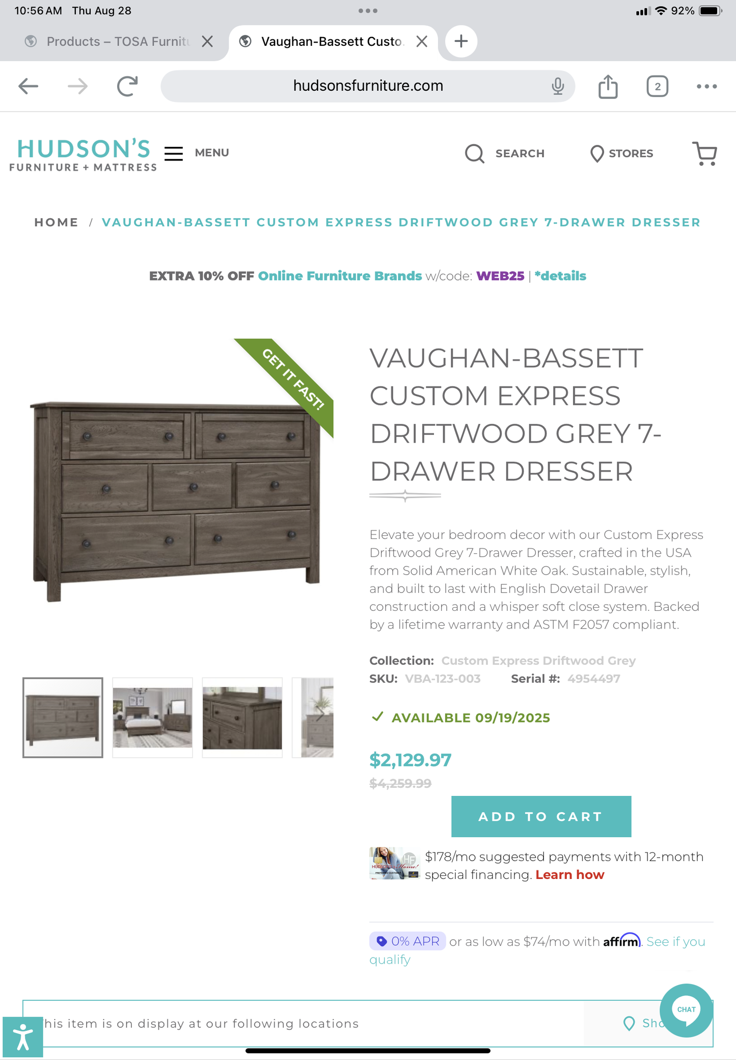 Vaughan & Bassett Dresser