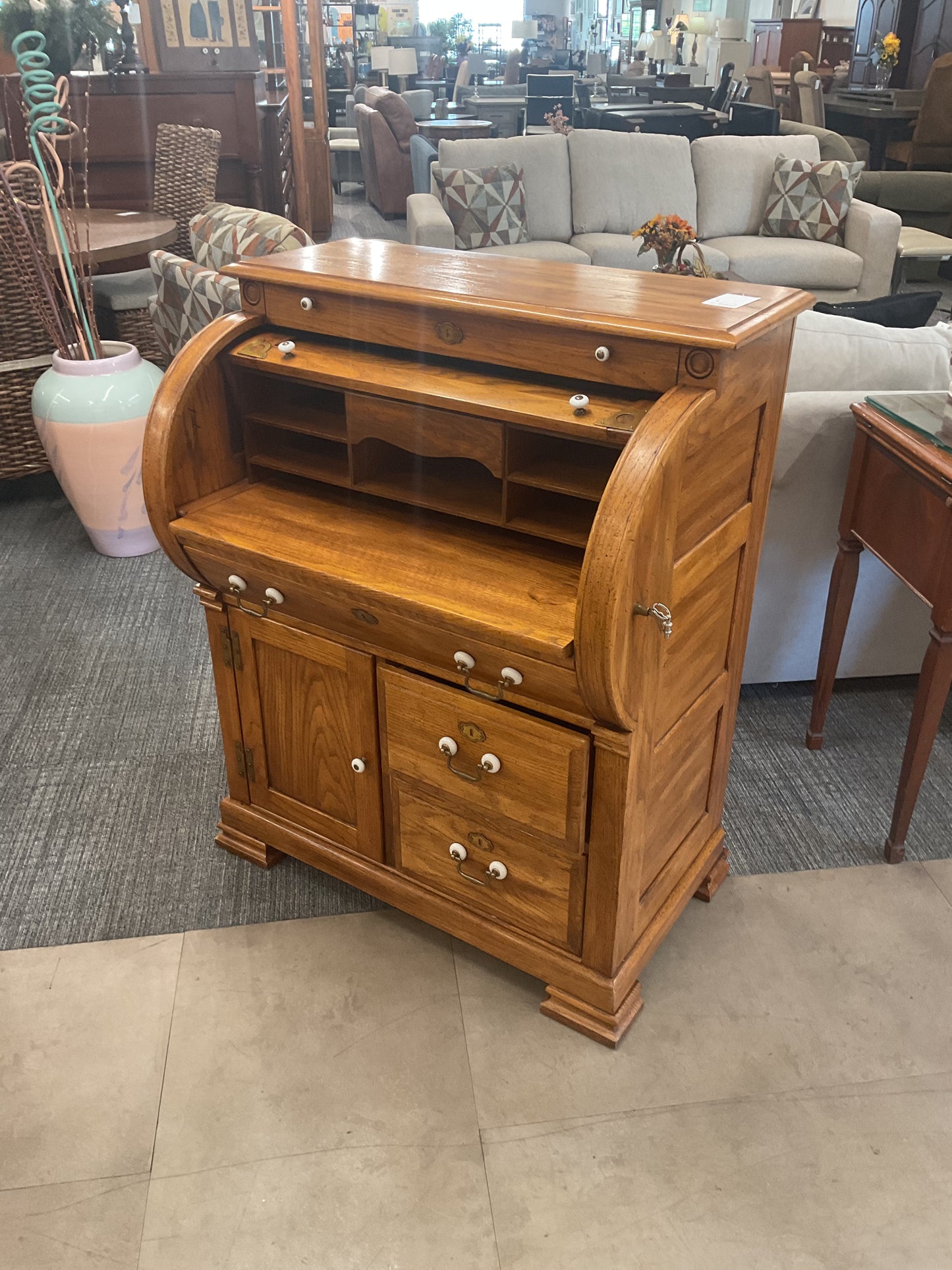Blonde Roll Top Desk