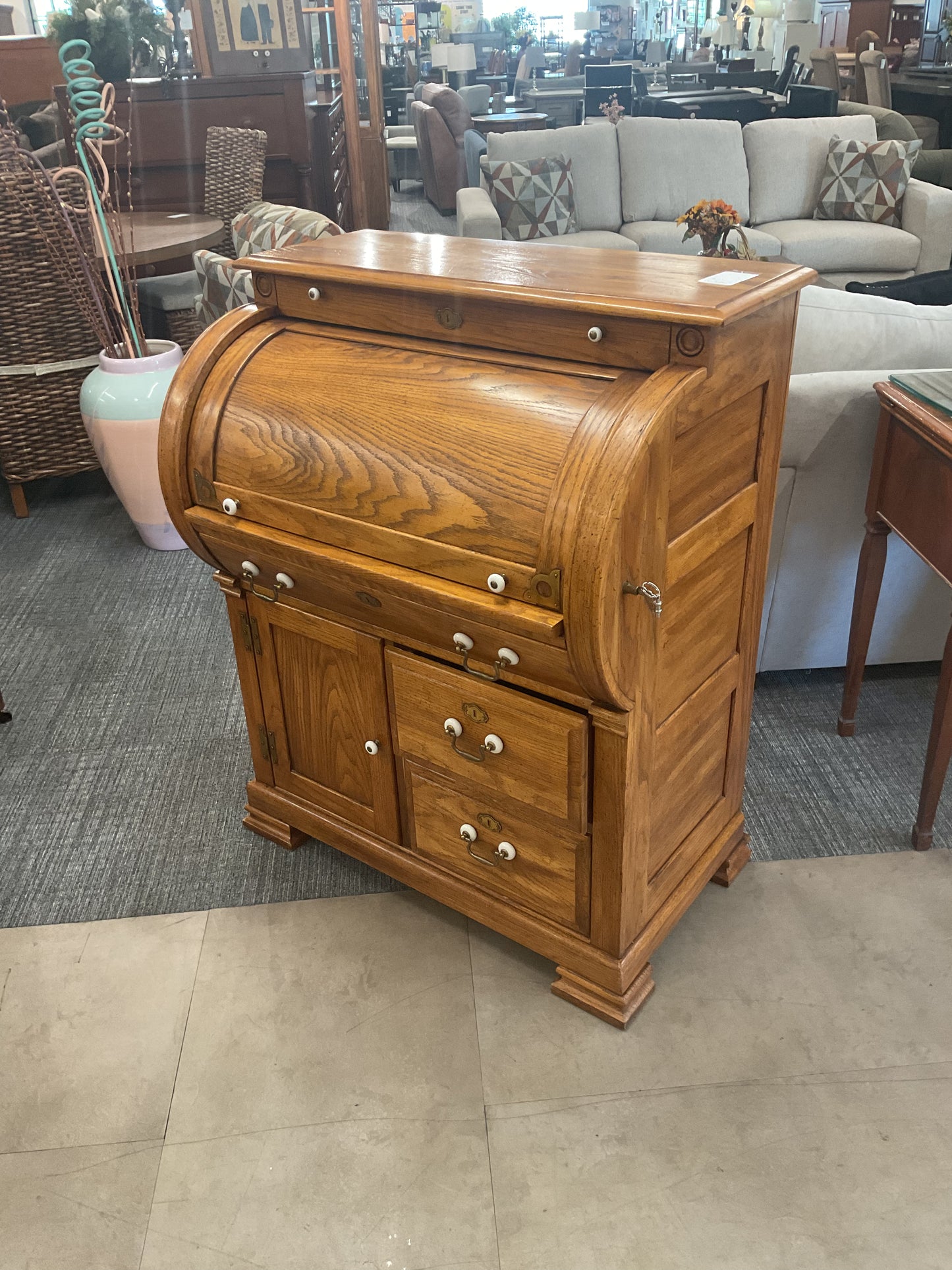 Blonde Roll Top Desk