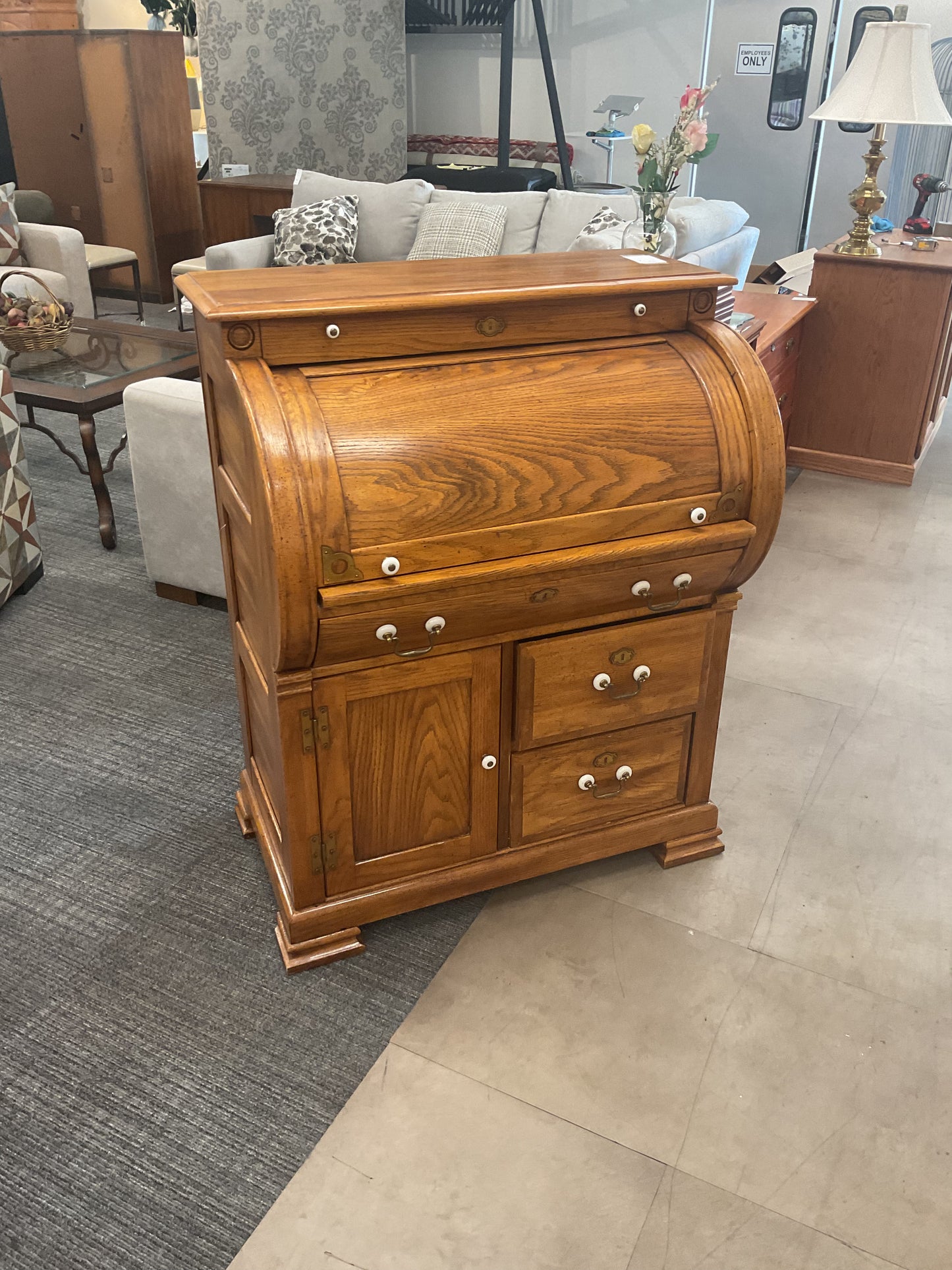Blonde Roll Top Desk