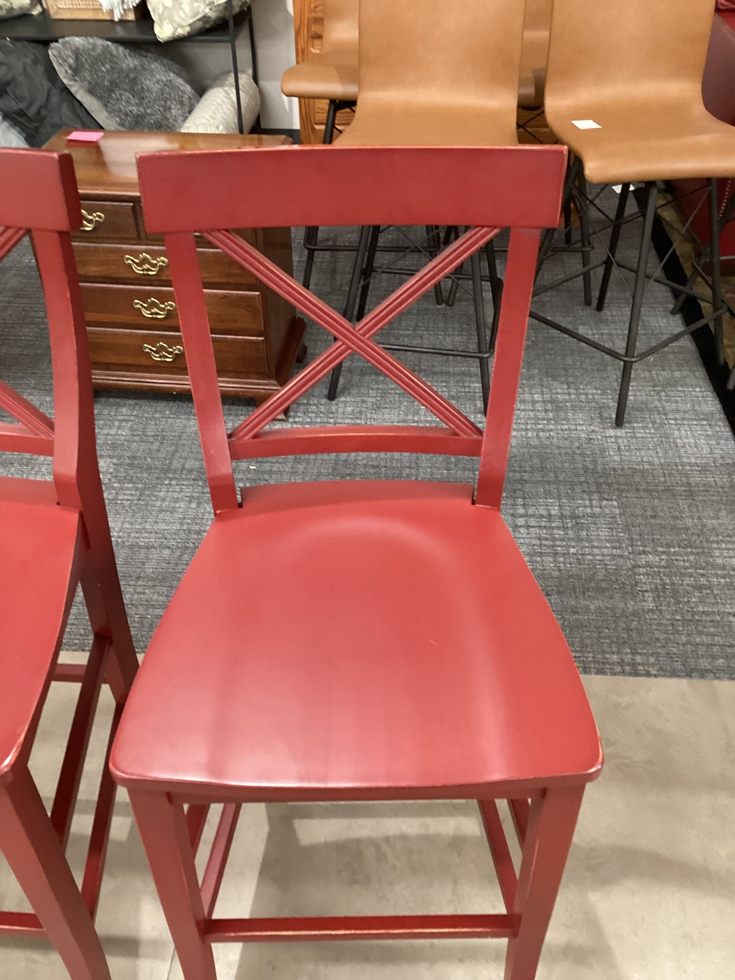 Red farmhouse chair pair