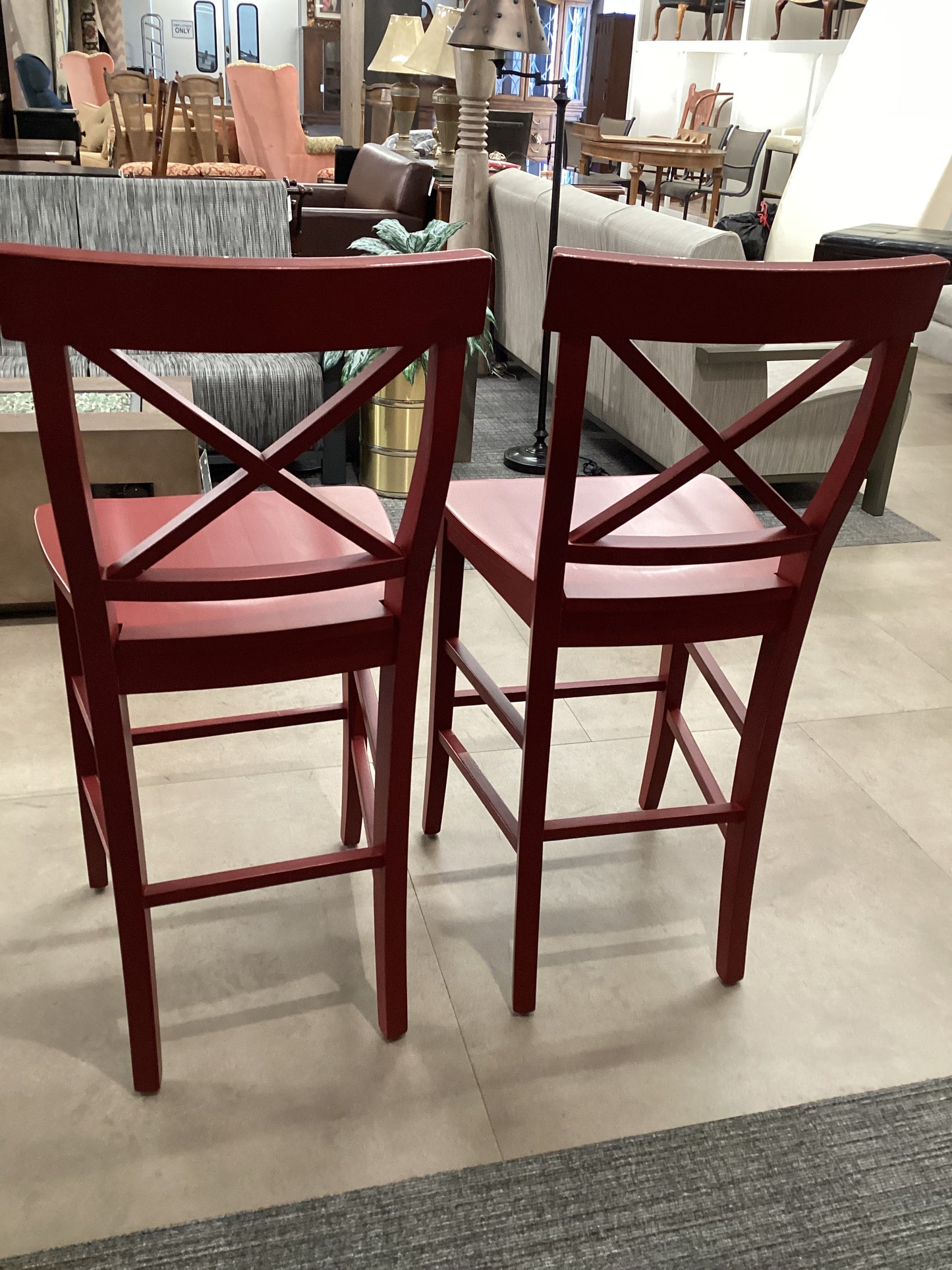 Red farmhouse chair pair