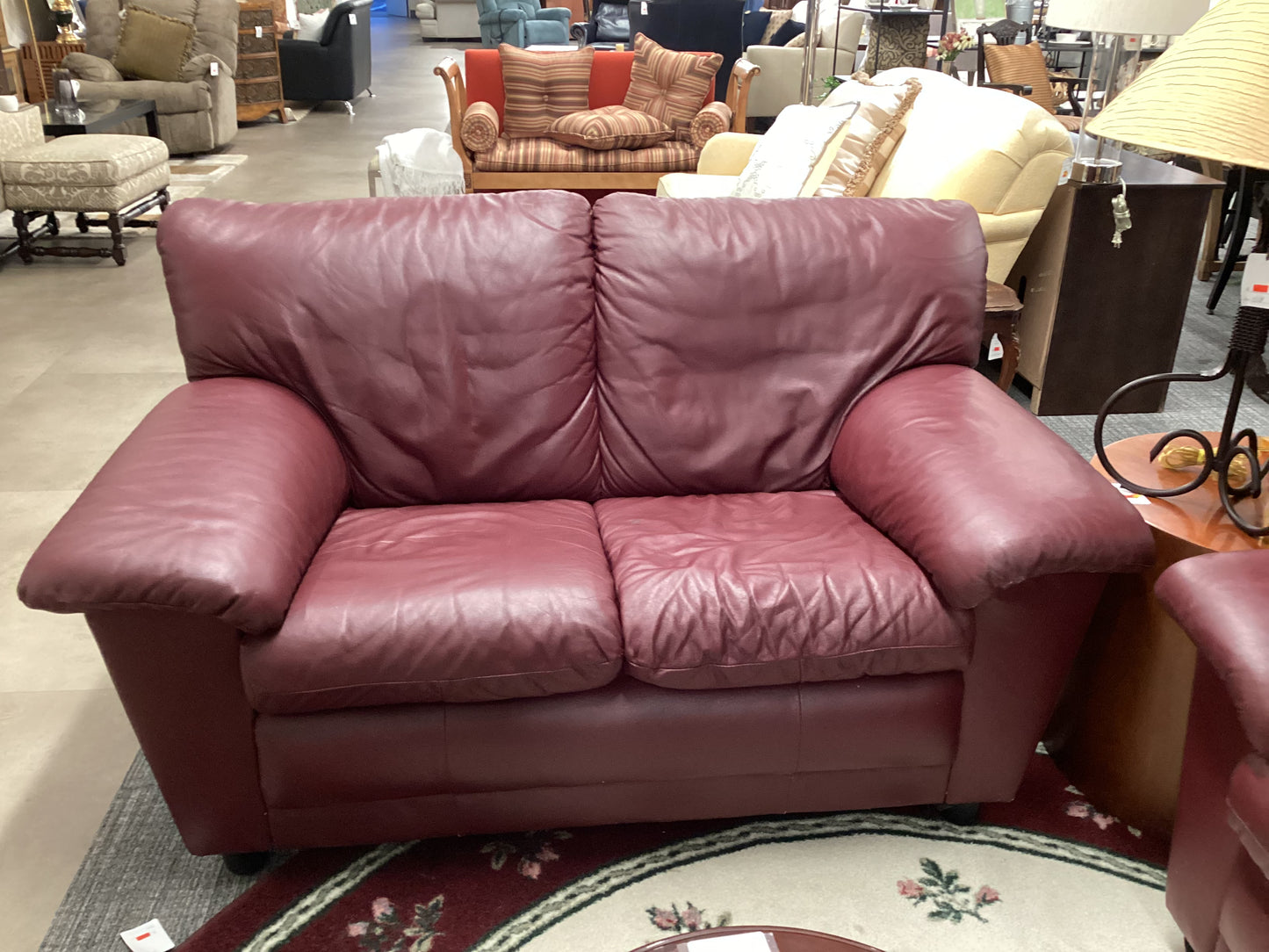 Burgundy loveseat