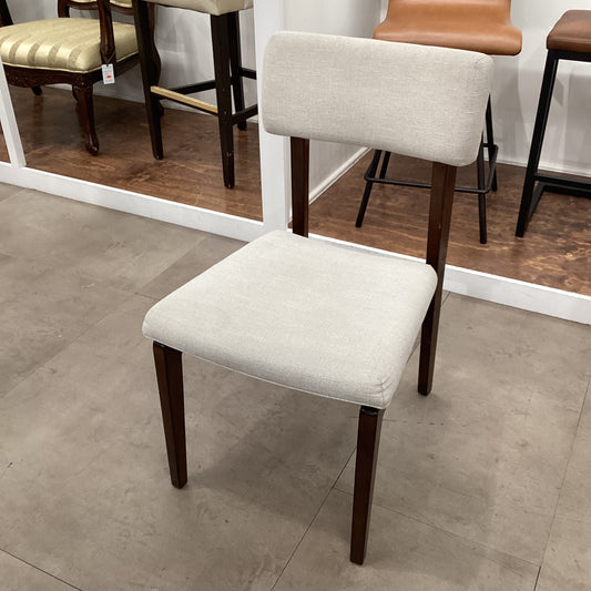 Beige & Wood Accent Chair