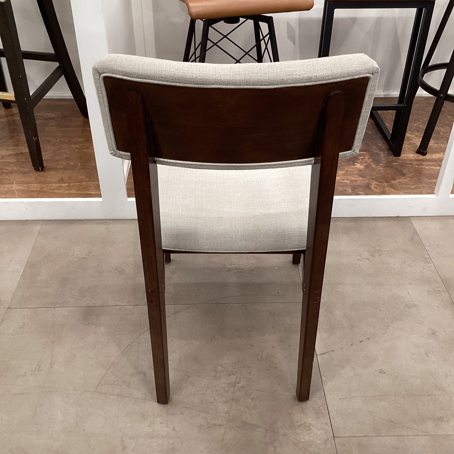 Beige & Wood Accent Chair