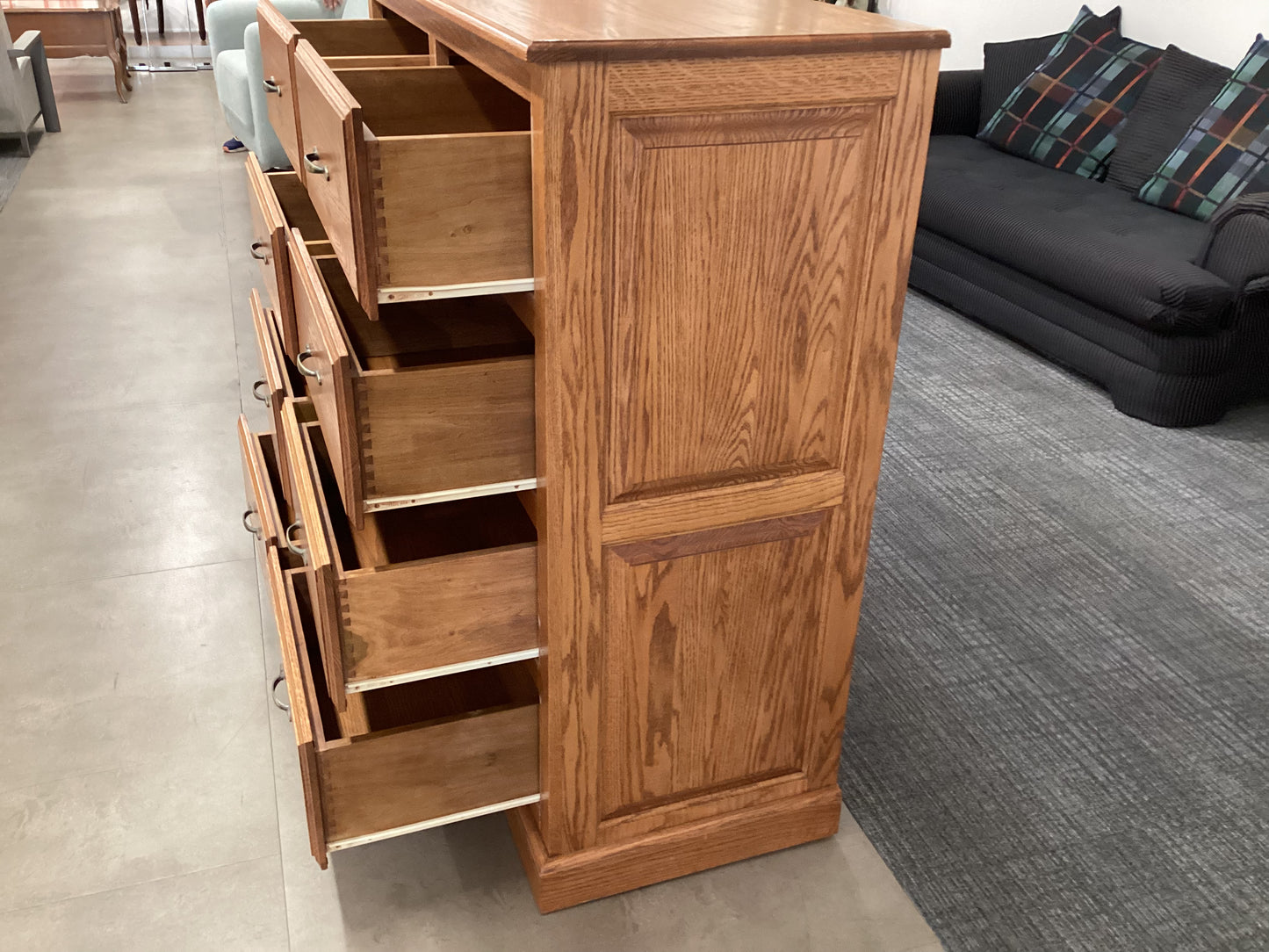 8 Drawer oak tallboy dresser