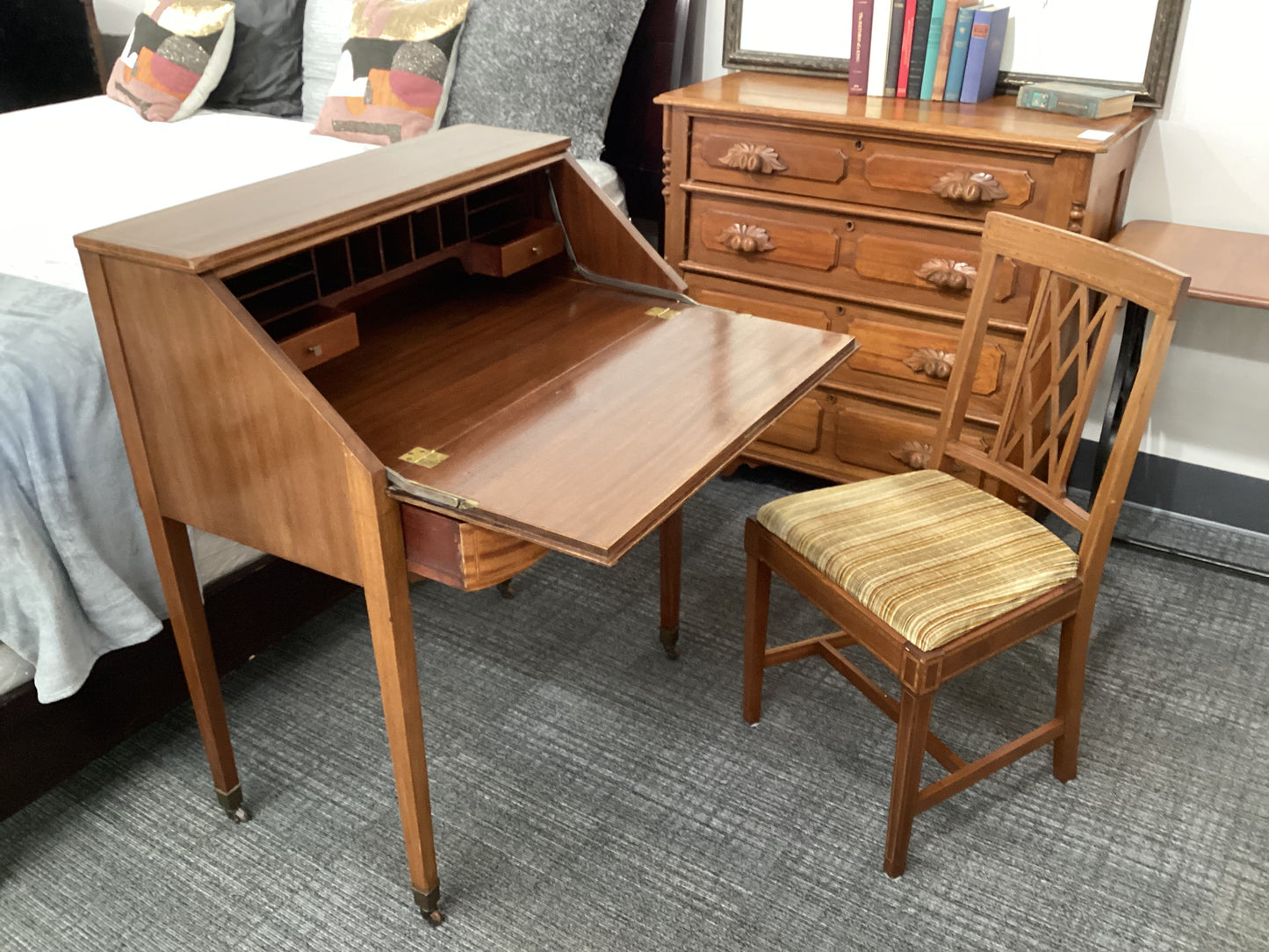 Vintage secretary desk with chair