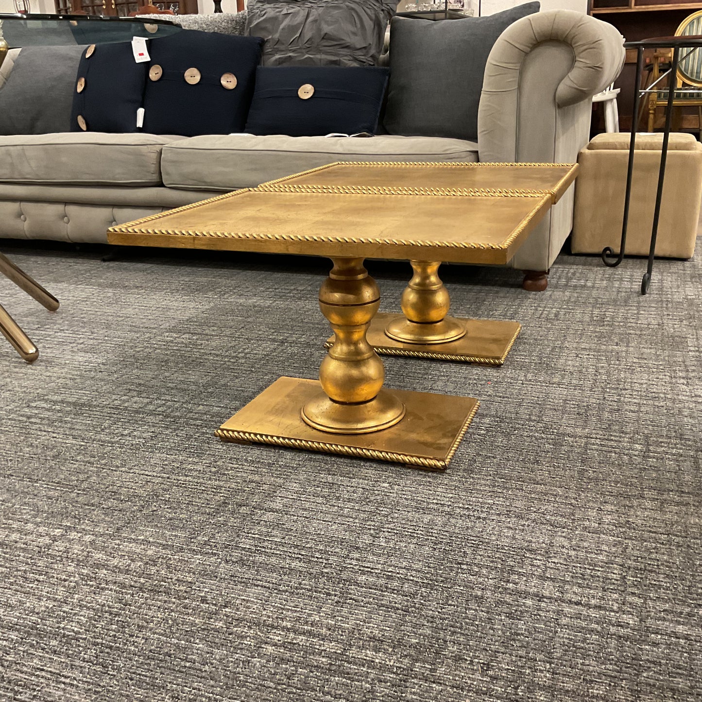 Mid Century Gilt Wood Pedestal Side Tables