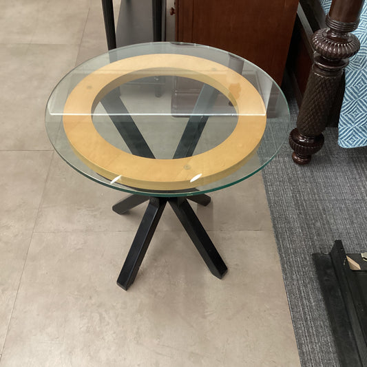 Round glass end table