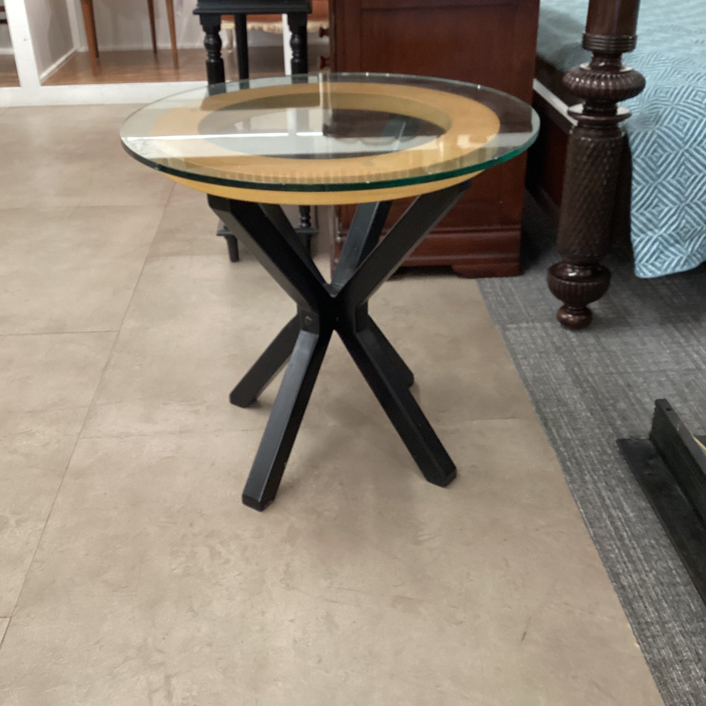 Round glass end table