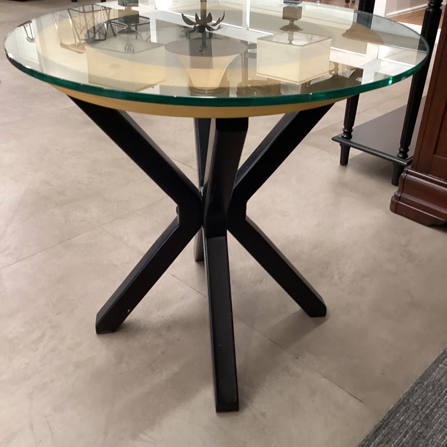 Round glass end table