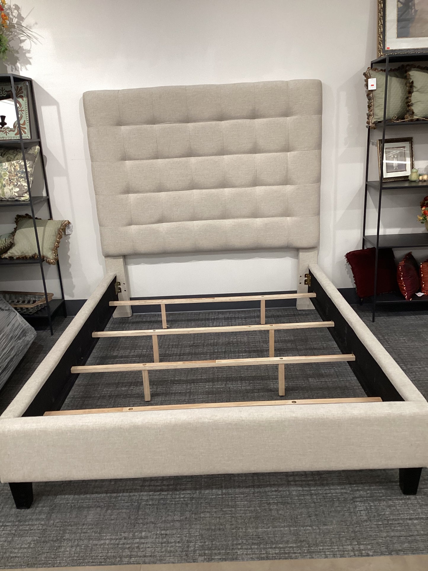 Tufted queen bed frame