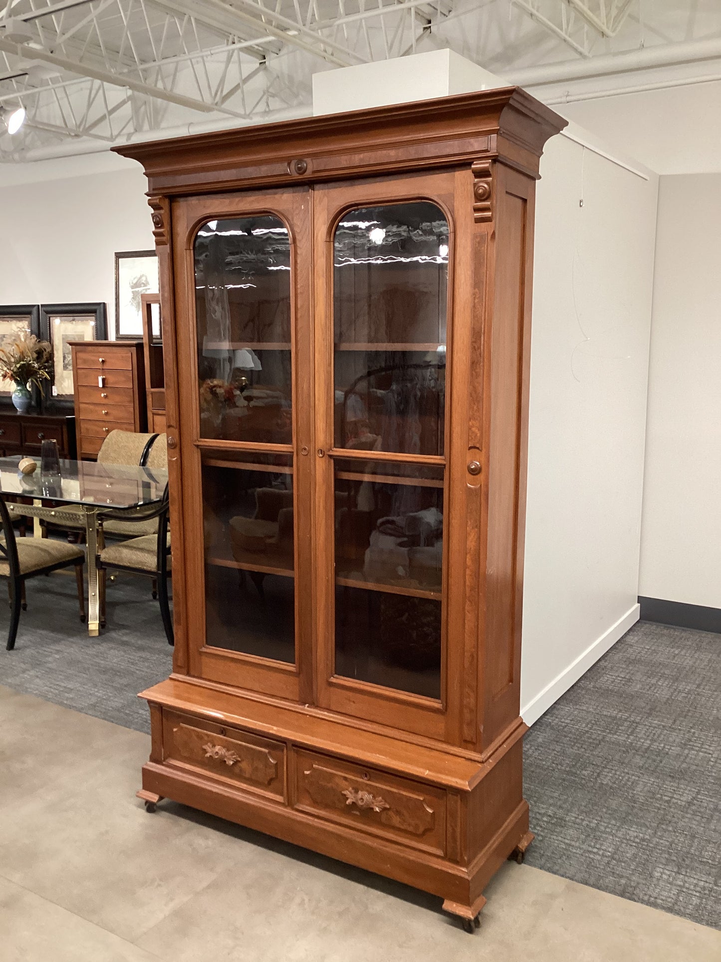 Victorian library bookcase cabinet