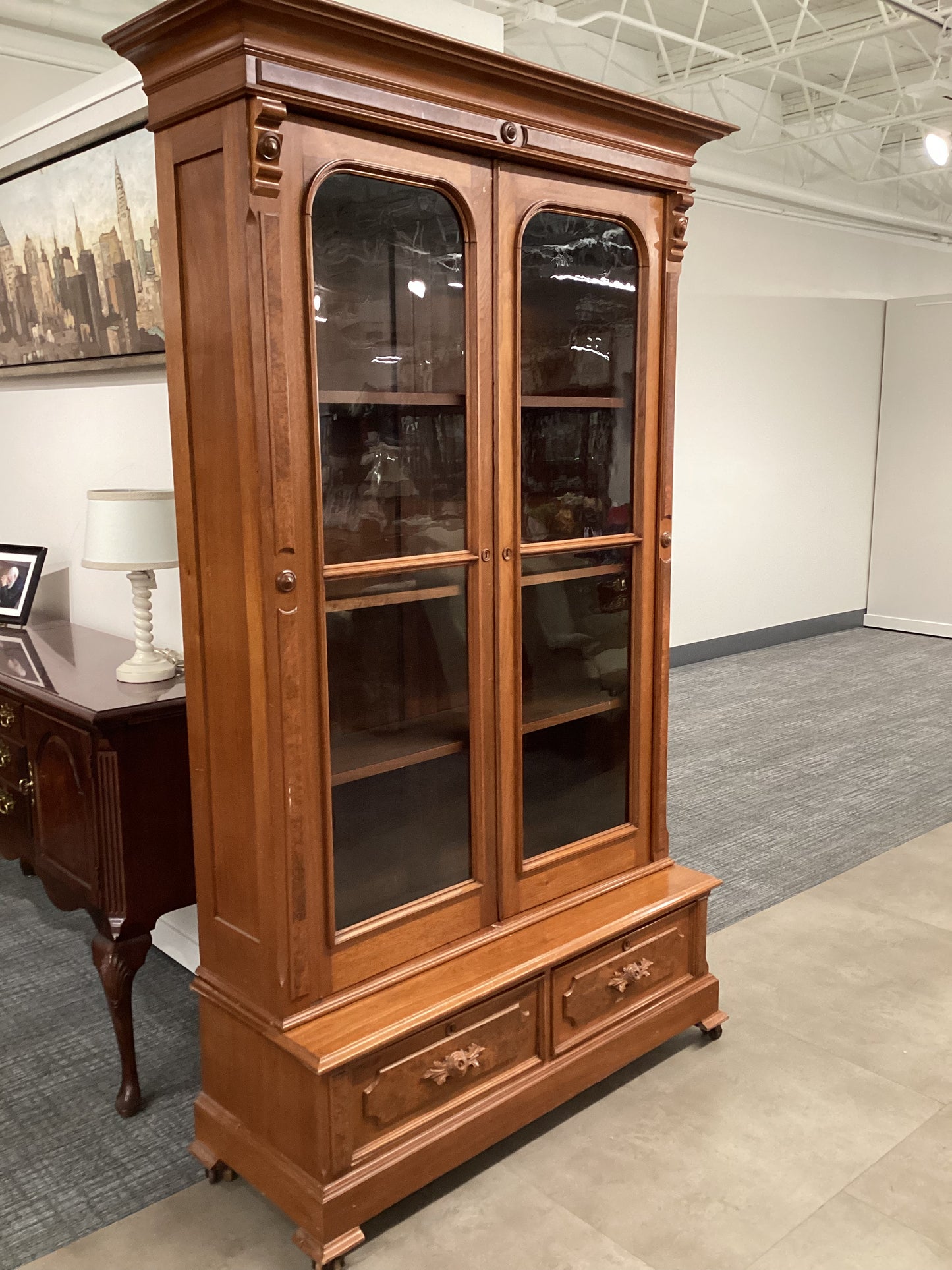 Victorian library bookcase cabinet