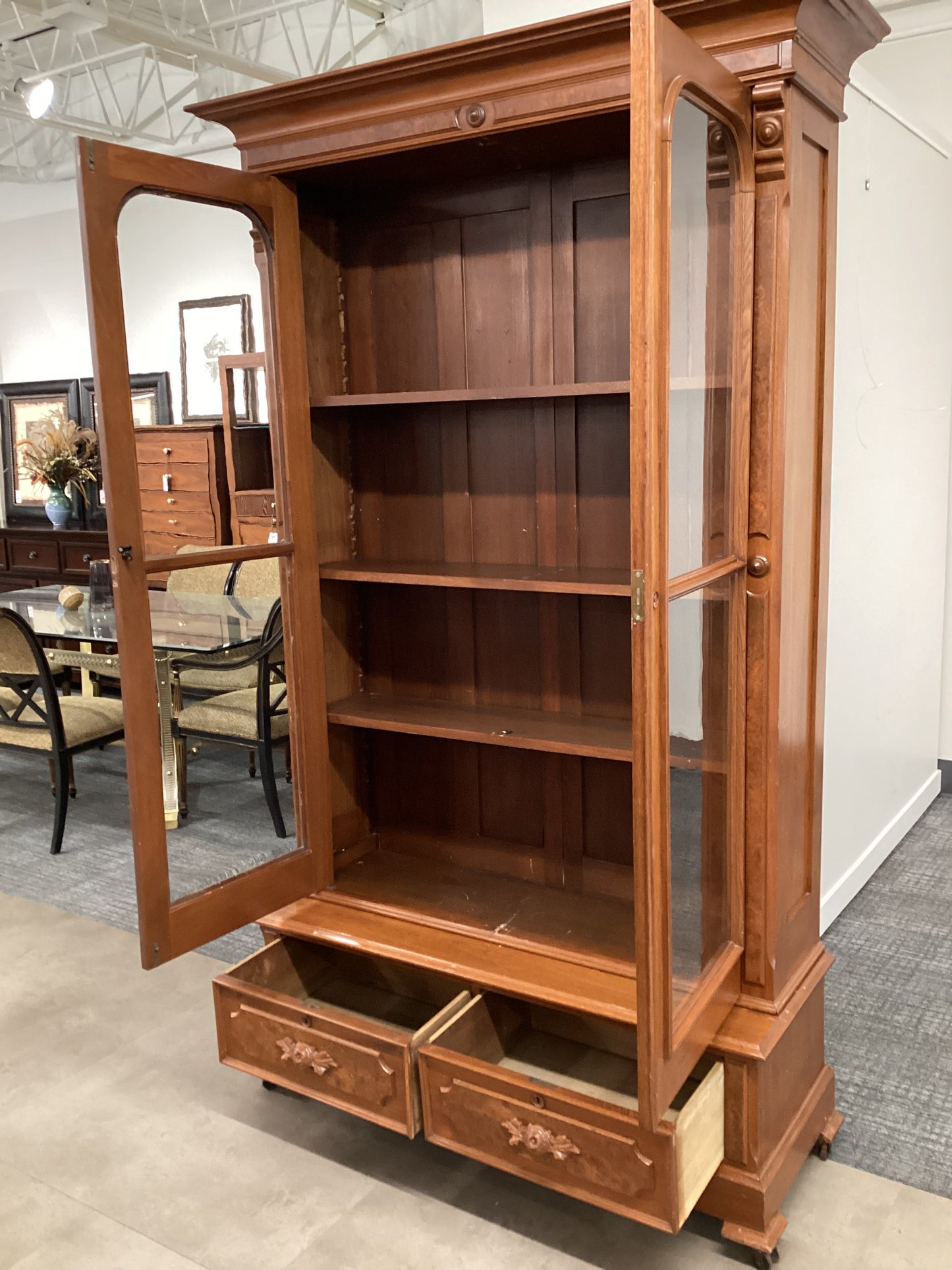 Victorian library bookcase cabinet