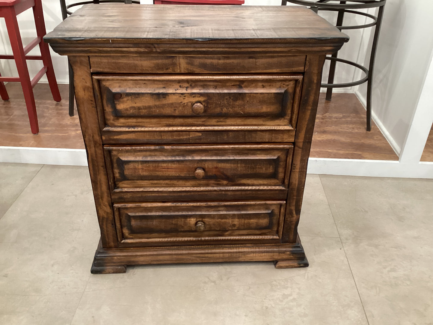 Rustic 3 drawer nightstand