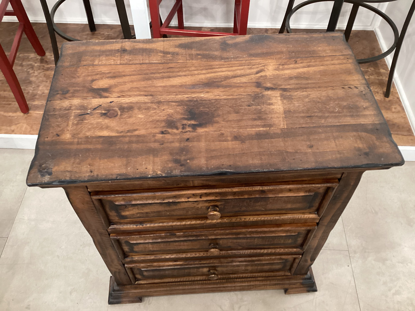 Rustic 3 drawer nightstand