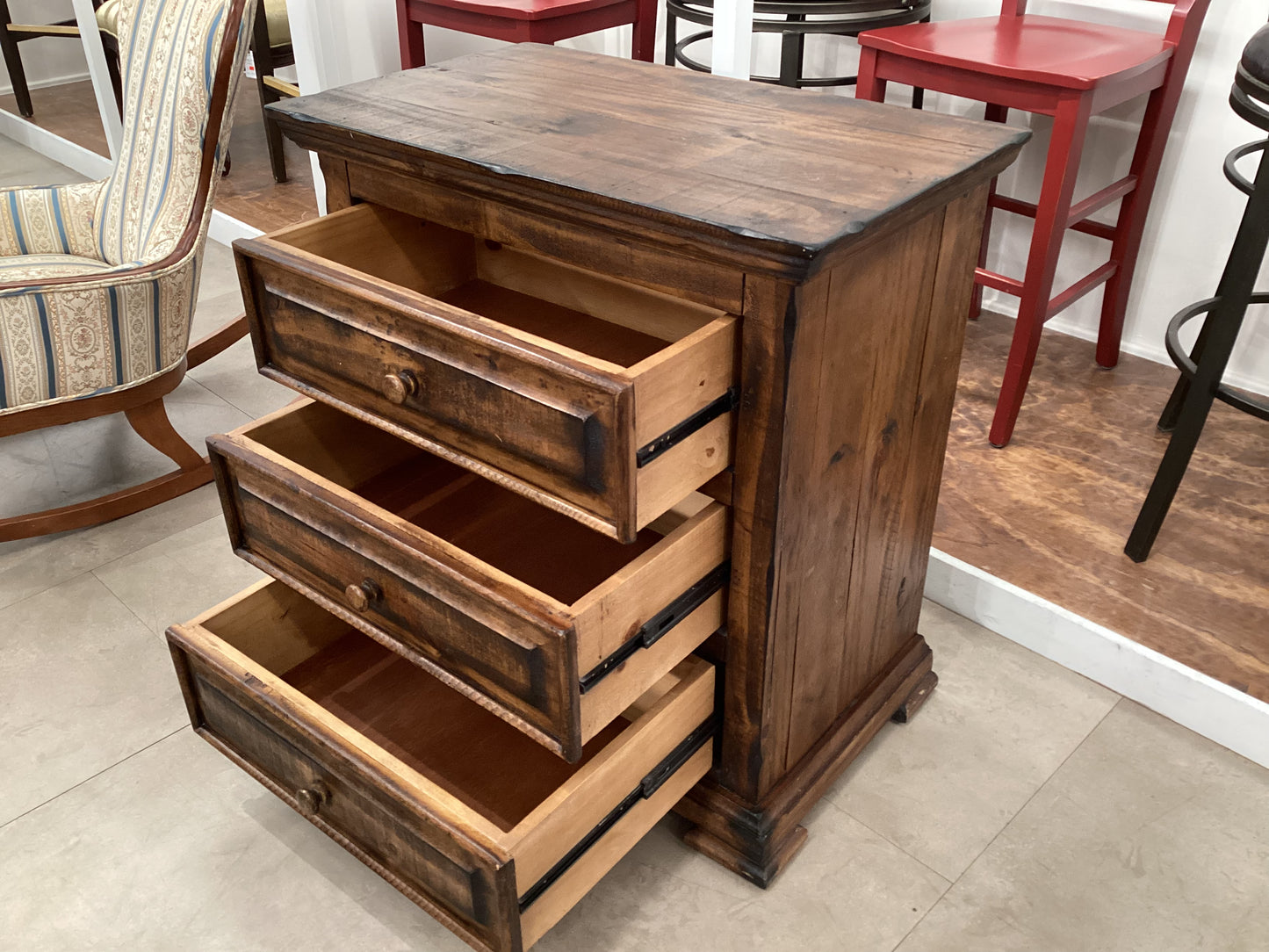 Rustic 3 drawer nightstand