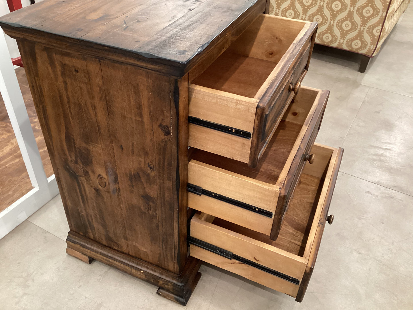 Rustic 3 drawer nightstand