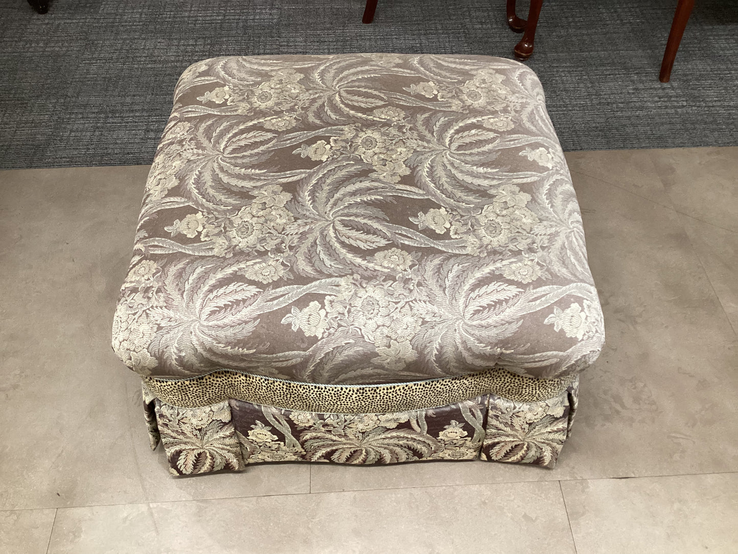 Skirted Floral Palm Ottoman