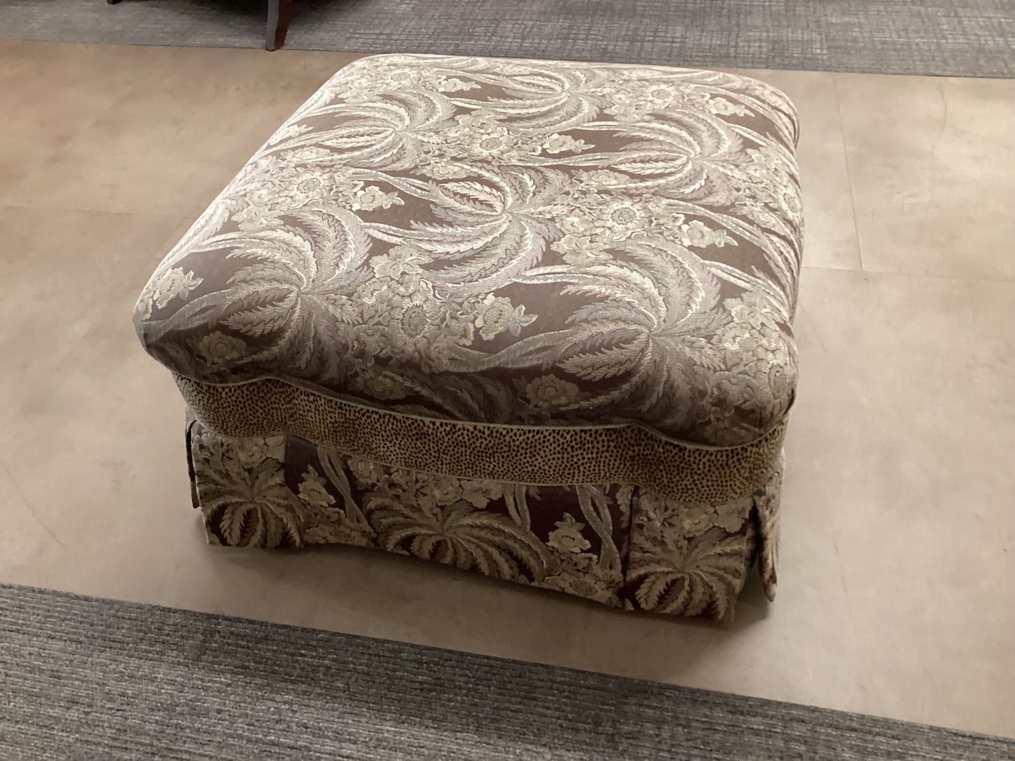 Skirted Floral Palm Ottoman