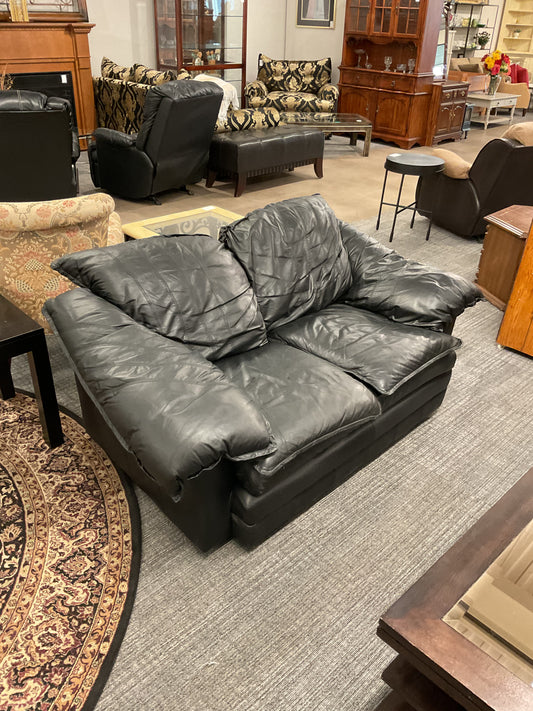 Black Faux Leather Loveseat