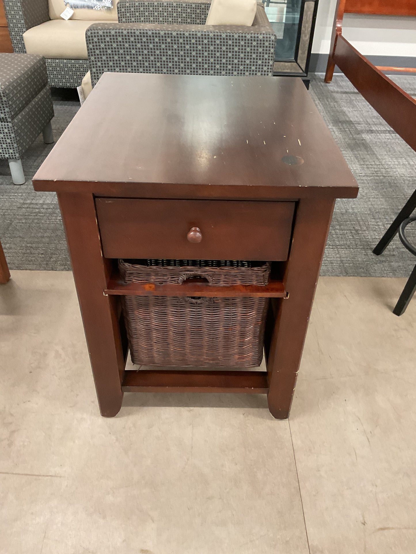 Wicker Wood Side Table