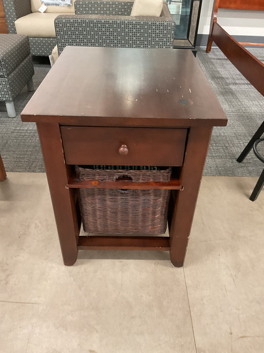 Wicker Wood Side Table