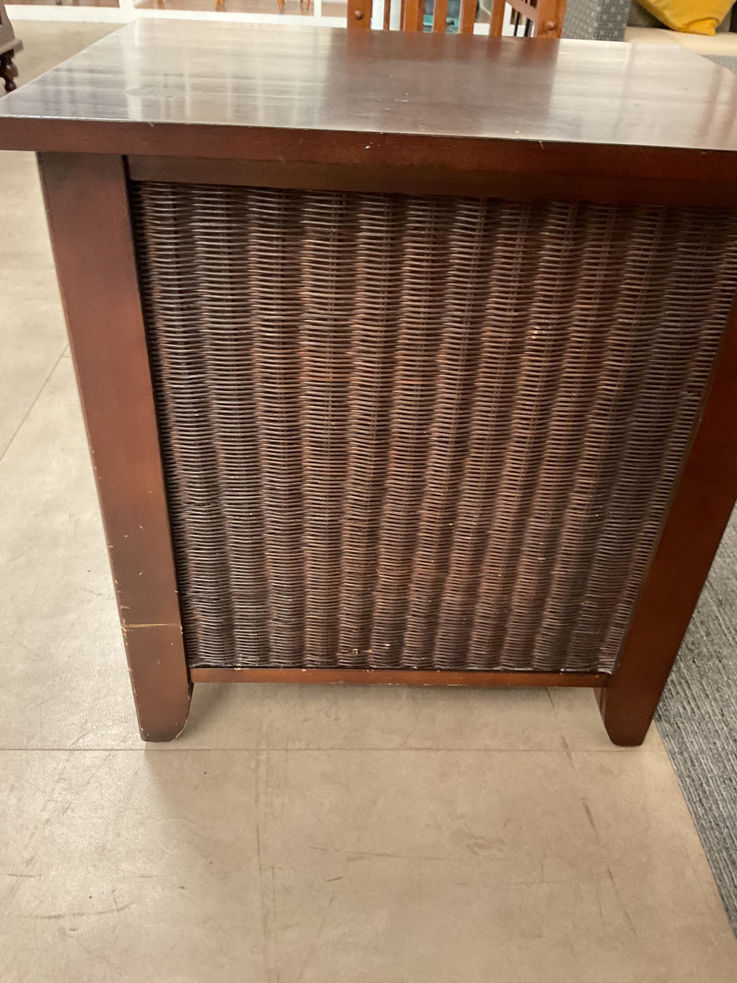 Wicker Wood Side Table