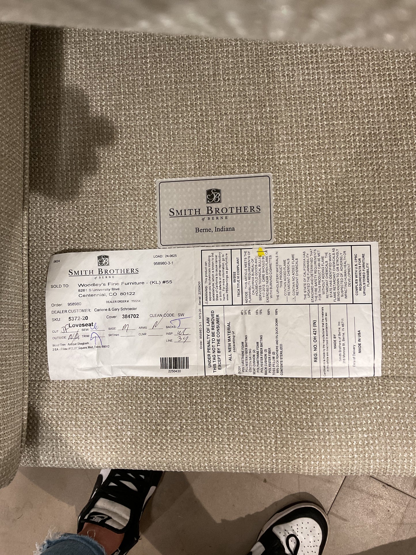 Smith Brothers Cream Loveseat