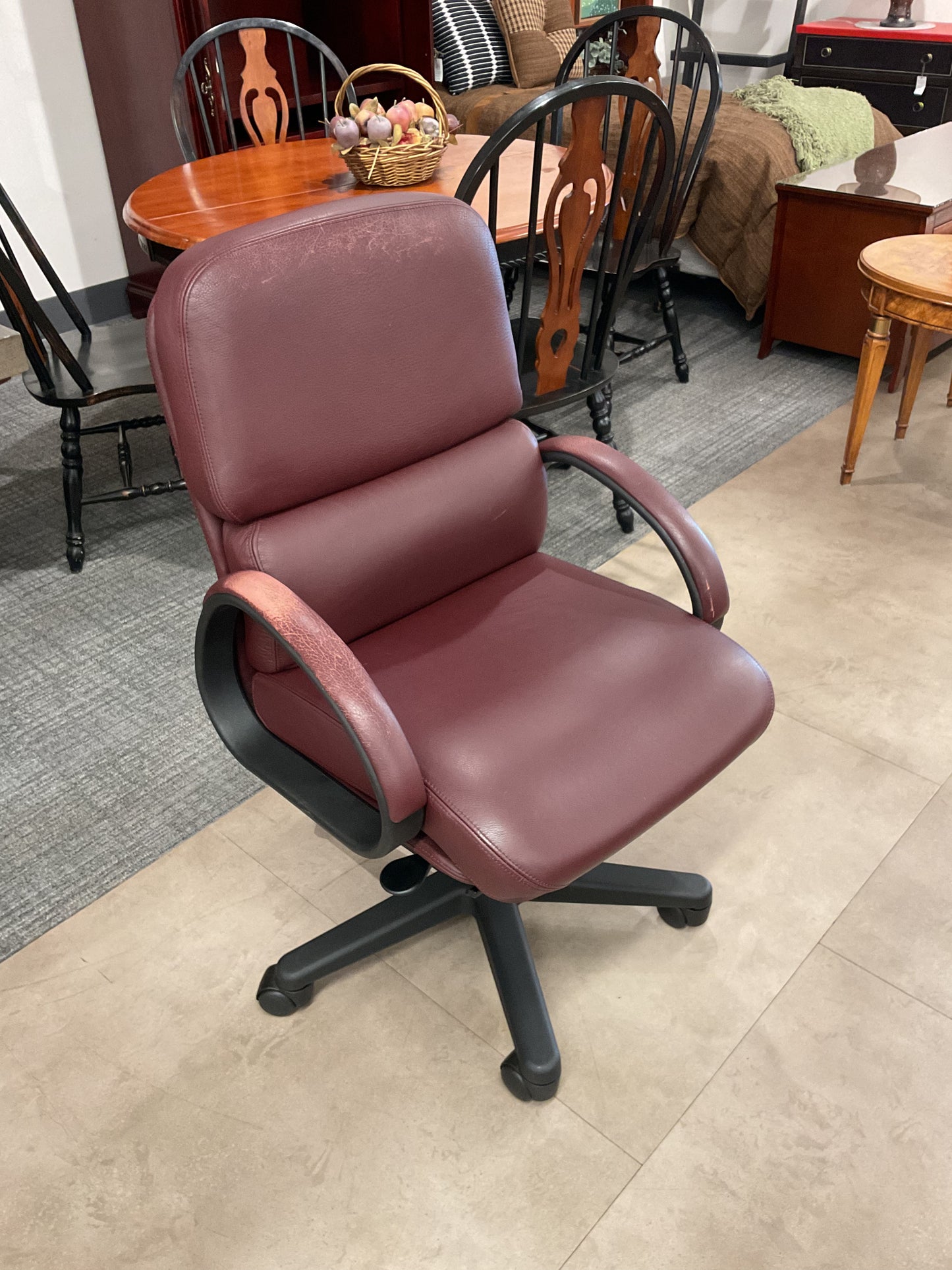 Distressed Maroon Office Chair